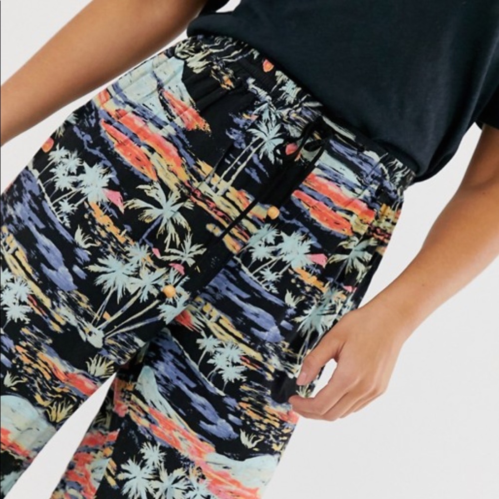 Free People Blue Lagoon Palazzo Tropical Pants Multicolor Wide Leg Medium - Picture 4 of 16